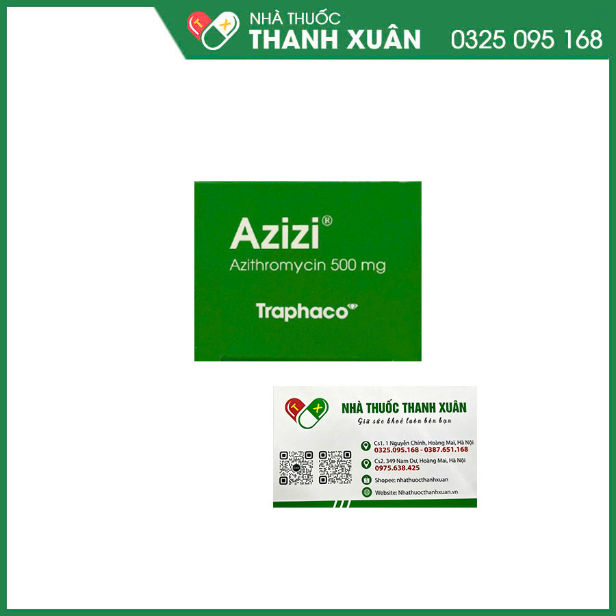 Azizi 500mg thuốc kháng sinh điều trị nhiễm khuẩn hô hấp, da&amp;mô, nhiễm khuẩn sinh dục